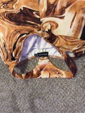 PrettyLittleThing Brown Marble Print Jumpsuit